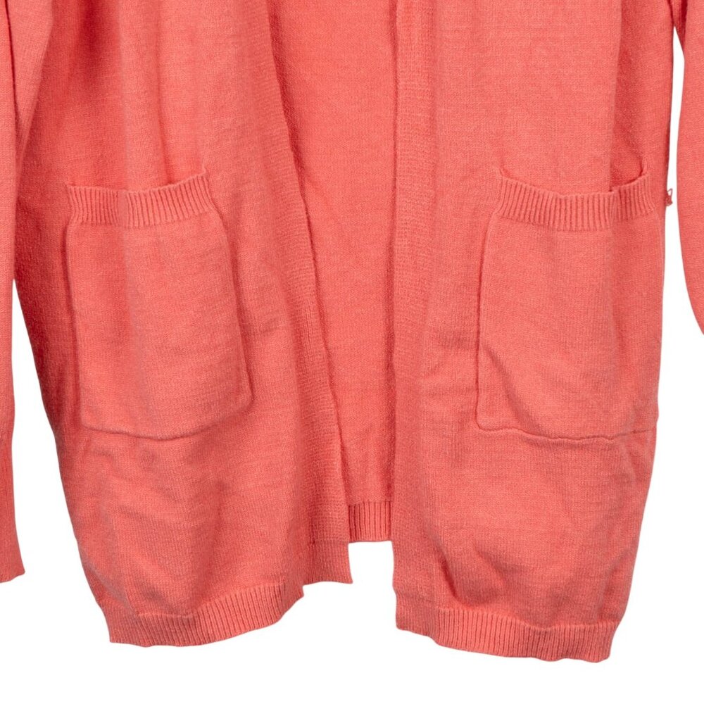 Salmon Cardigan Sweater M Orange Long Pockets Stretch Grammacore Cozy Winter - Picture 3 of 6